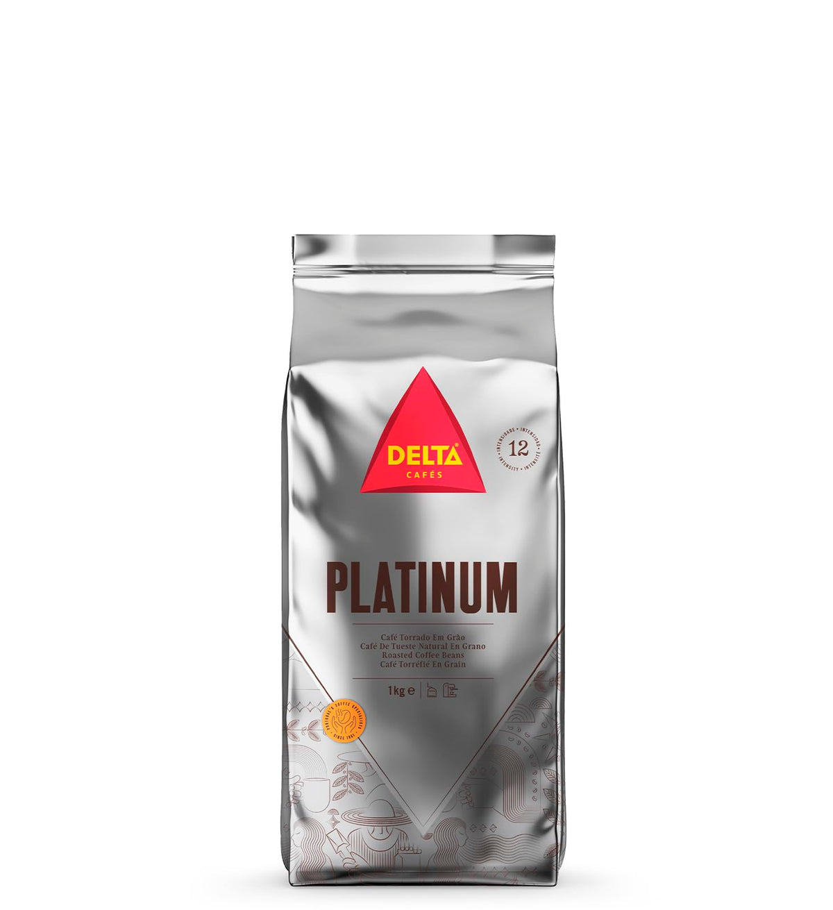 Delta Cafés Platinum Whole Bean Coffee 1kg/35.2oz | Intensity 12 Arabica & Robusta Blend