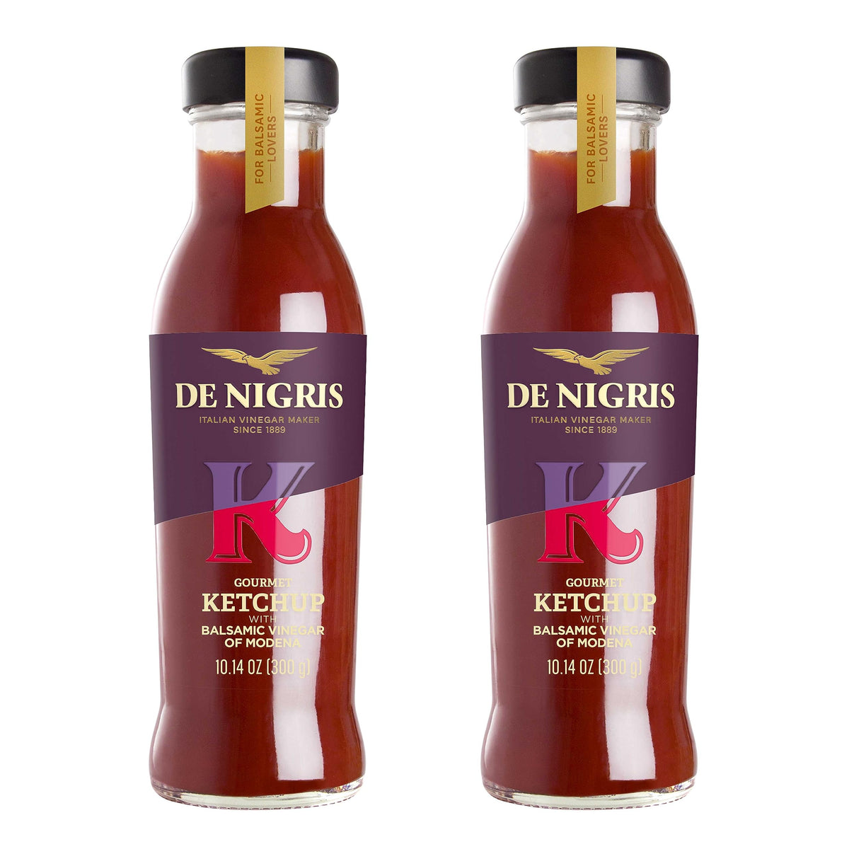 De Nigris Excellence Line - Gourmet Italian Ketchup with Balsamic Vinegar of Modena, 10.14 oz (Pack of 2)