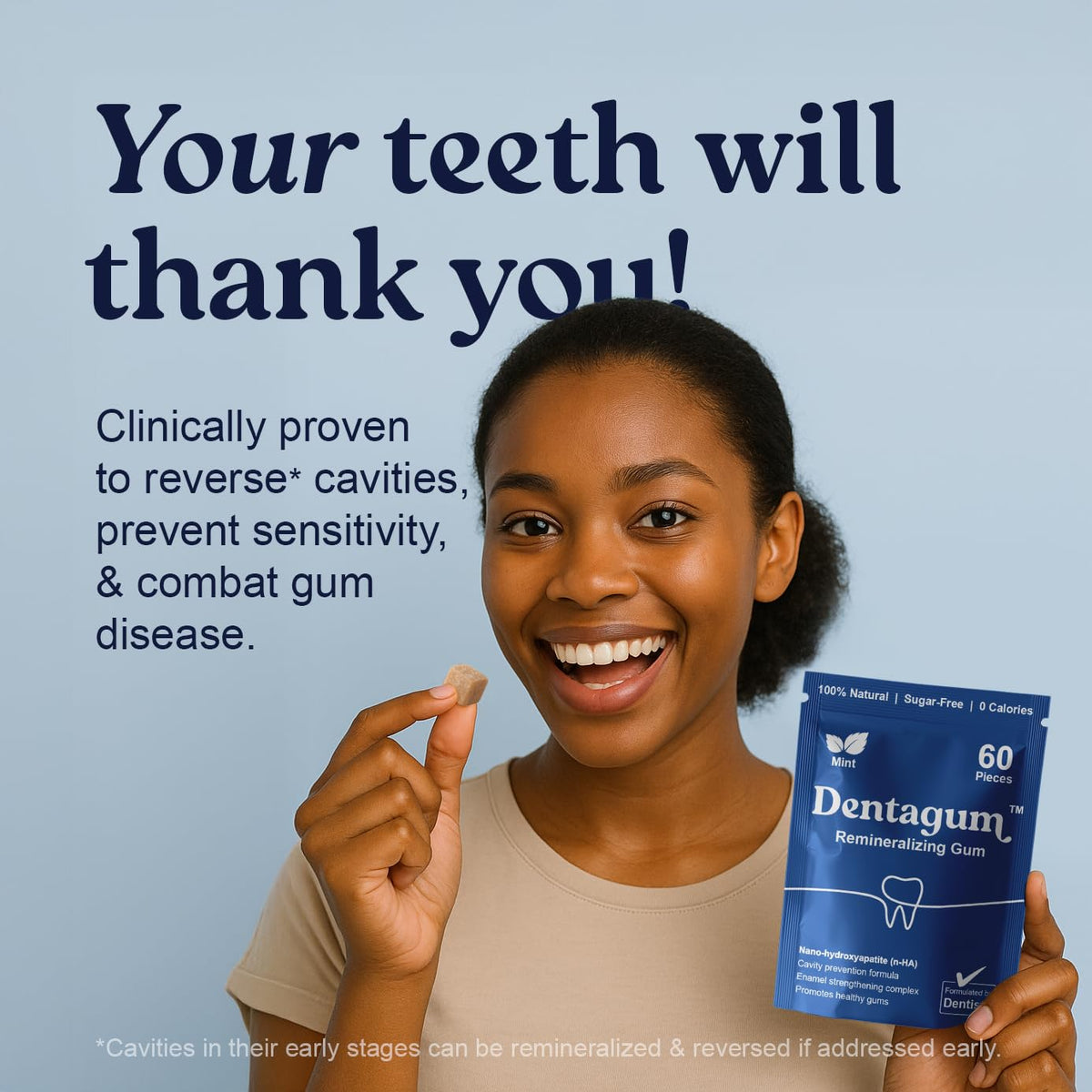 Dentagum Remineralizing Gum with Nano-Hydroxyapatite & Xylitol – SugarFree, 60 Pieces