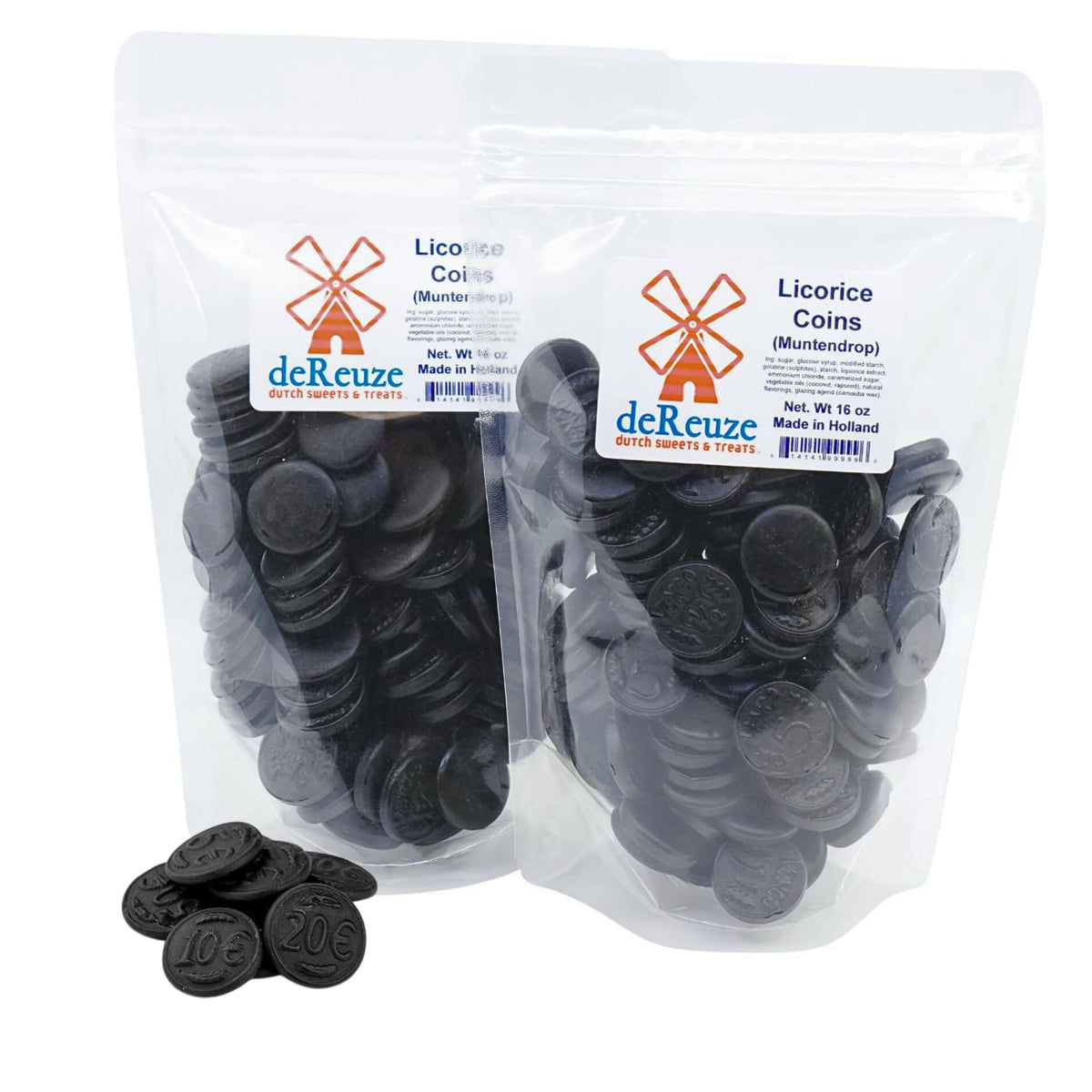 DEREUZE deReuze Black Licorice Candy – Authentic Dutch Coins, 2 x 1 lb Bulk Bags
