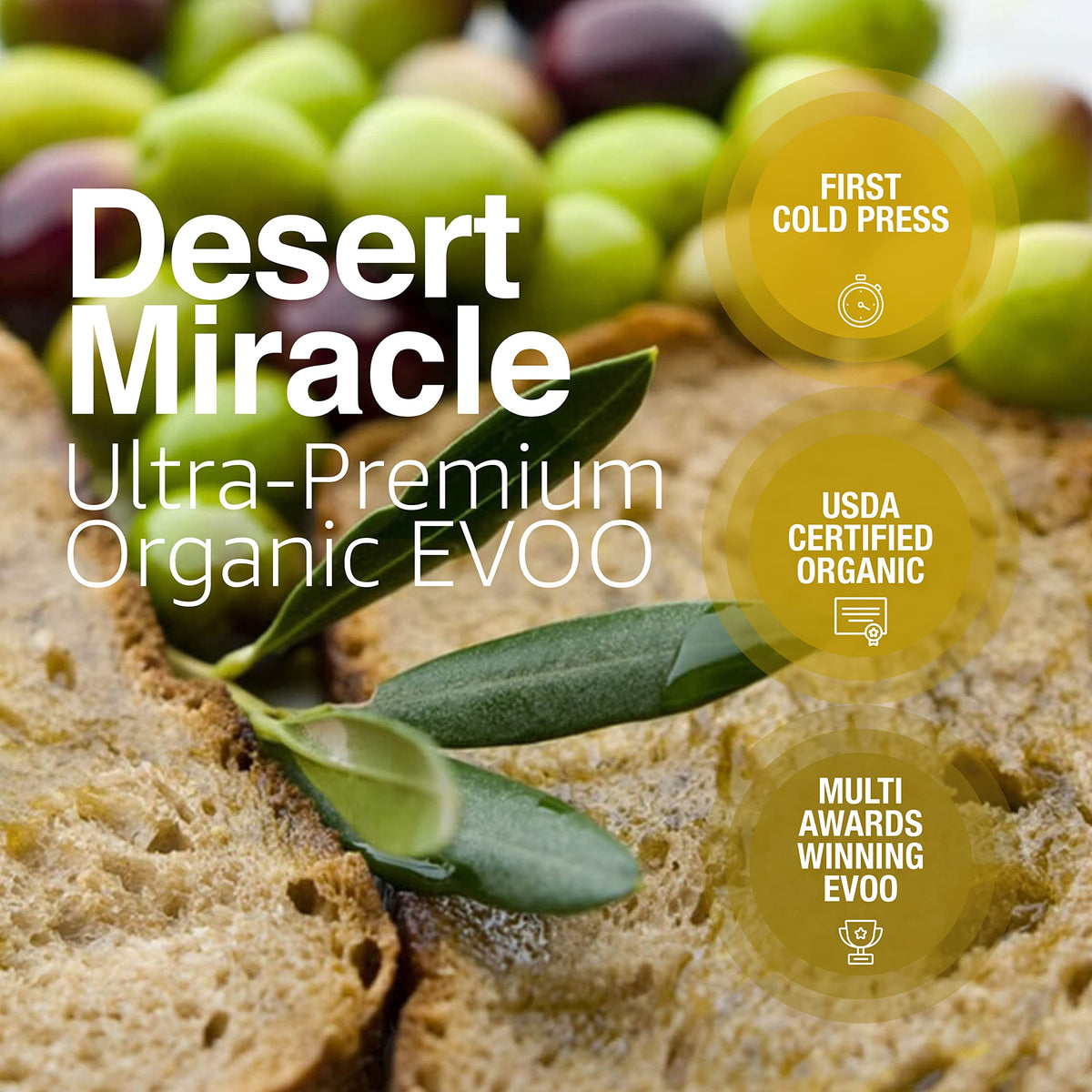 DESERTMIRACLE Cold Pressed Moroccan Olive Oil – High Polyphenol Organic EVOO, 17 oz