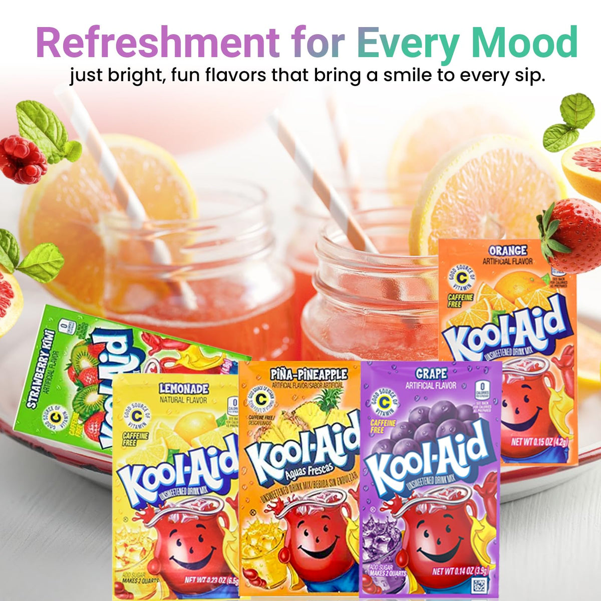 D.F. LUXURY Kool Aid Packets Ultimate Variety – 36 Pack, 18 Flavors + 5 Stickers