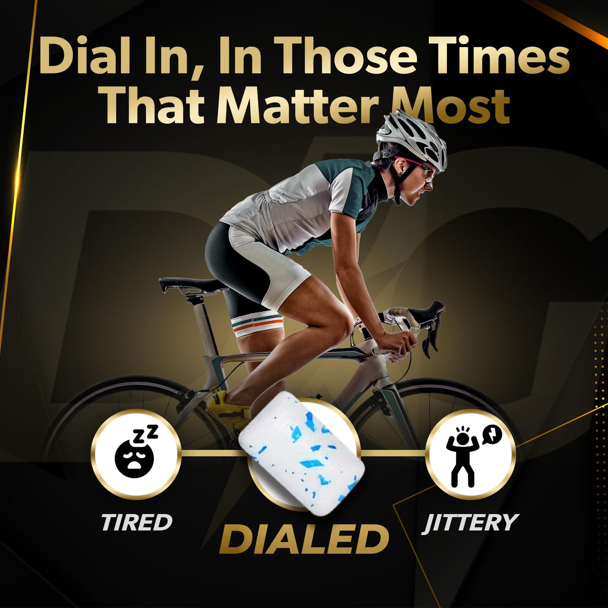 Dialed Energy Gum (64pc) – 50mg Natural Caffeine, Sugar Free with L-Theanine & Taurine | Cool Mint