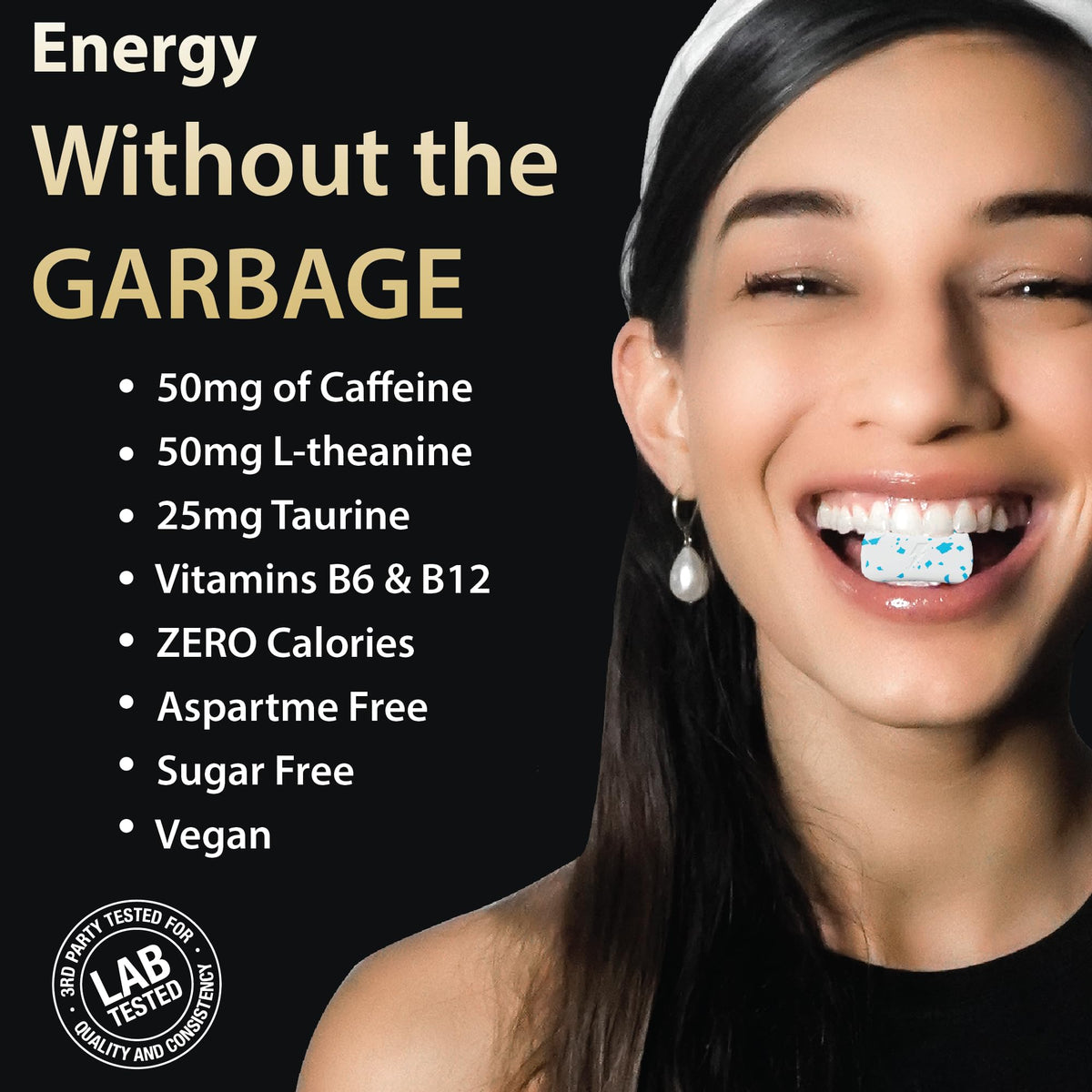 Dialed Energy Gum (64pc) – 50mg Natural Caffeine, Sugar Free with L-Theanine & Taurine | Cool Mint