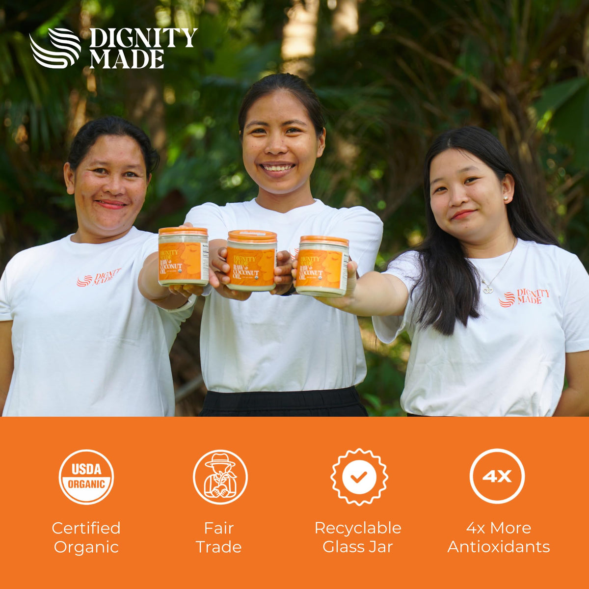 Dignity Coconuts Raw Organic Coconut Oil – Virgin, Centrifuge-Extracted, Fair Trade 2-pack 15 oz