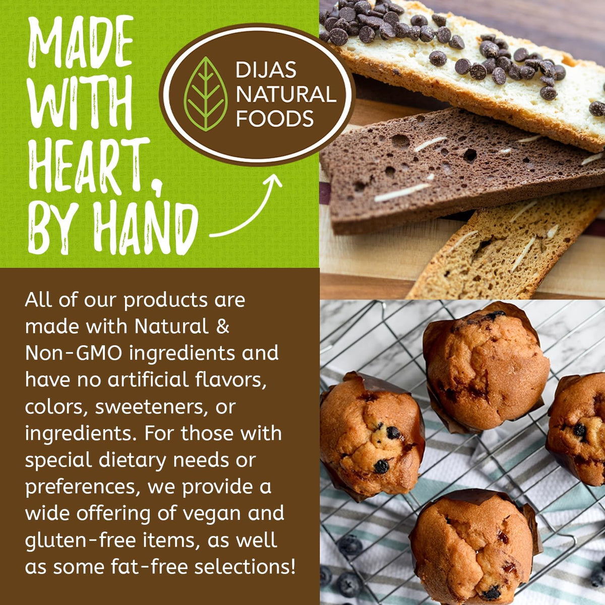 DIJAS Natural Foods Fat Free Biscotti Cookie – Individually Wrapped, Preservative-Free, Low Calorie Snack (Chocolate Cherry)