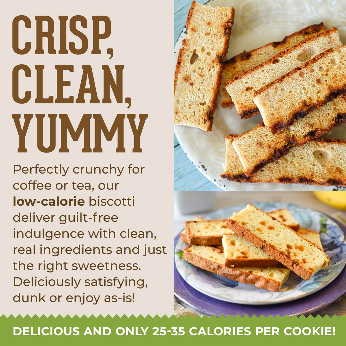 DIJAS Natural Foods Pistachio Fat-Free Biscotti Cookies – Preservative-Free, Low-Calorie Snack (12 oz)