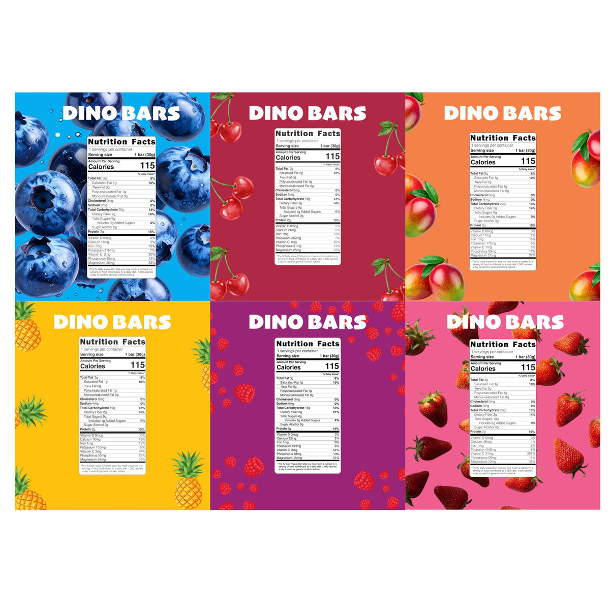 Dino Bars | Organic Fruit Bars for Kids – 12-Flavor Pack with Edible Paper