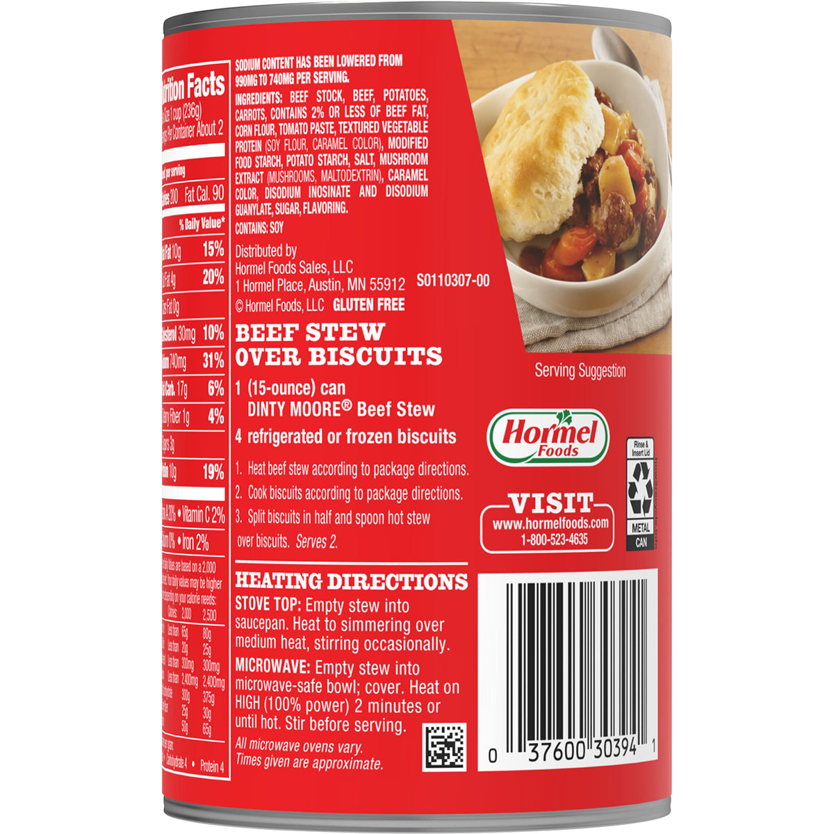 DINTY MOORE Beef Stew 25% Less Sodium – 12-Pack, 15 oz Cans