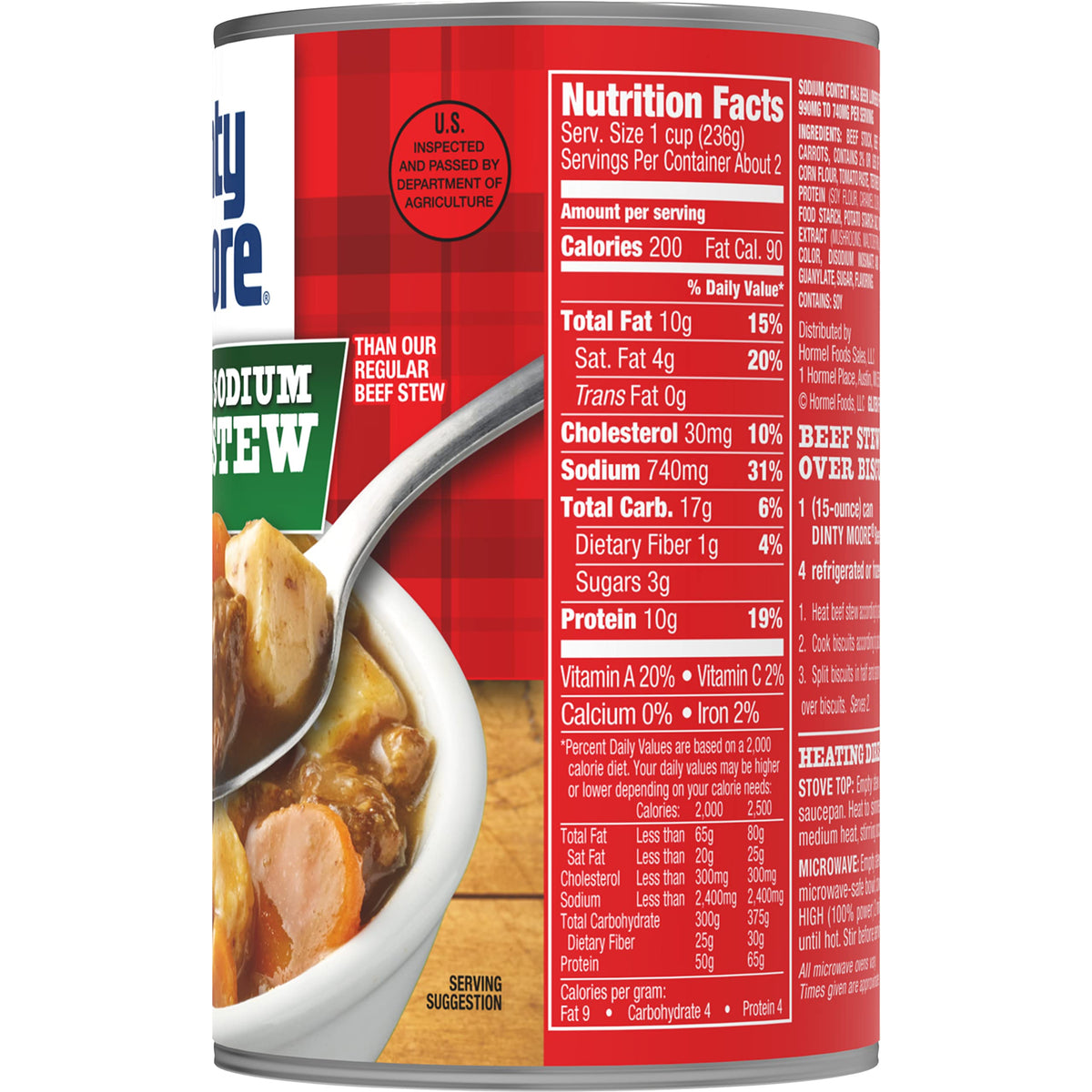 DINTY MOORE Beef Stew 25% Less Sodium – 12-Pack, 15 oz Cans