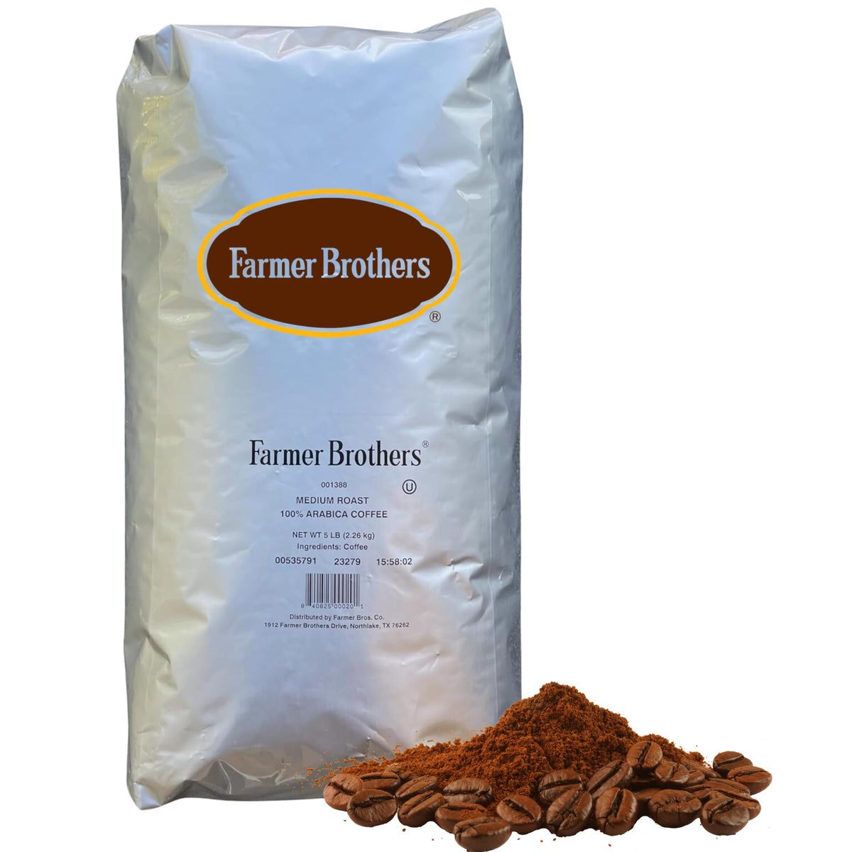 Farmer Bros Premium Blend 100% Arabica Whole Bean Coffee – 5 lb, Medium Roast