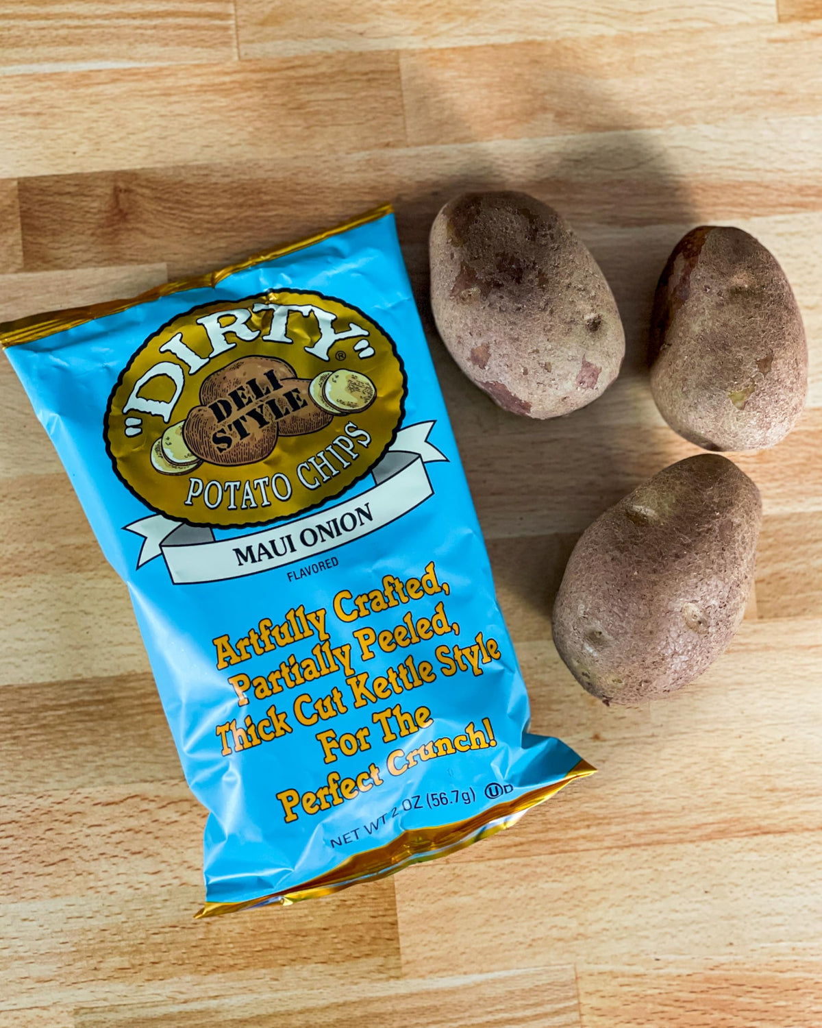 Dirty Kettle Maui Onion Potato Chips – 2 oz Bags x25 | Gluten Free, Skins On