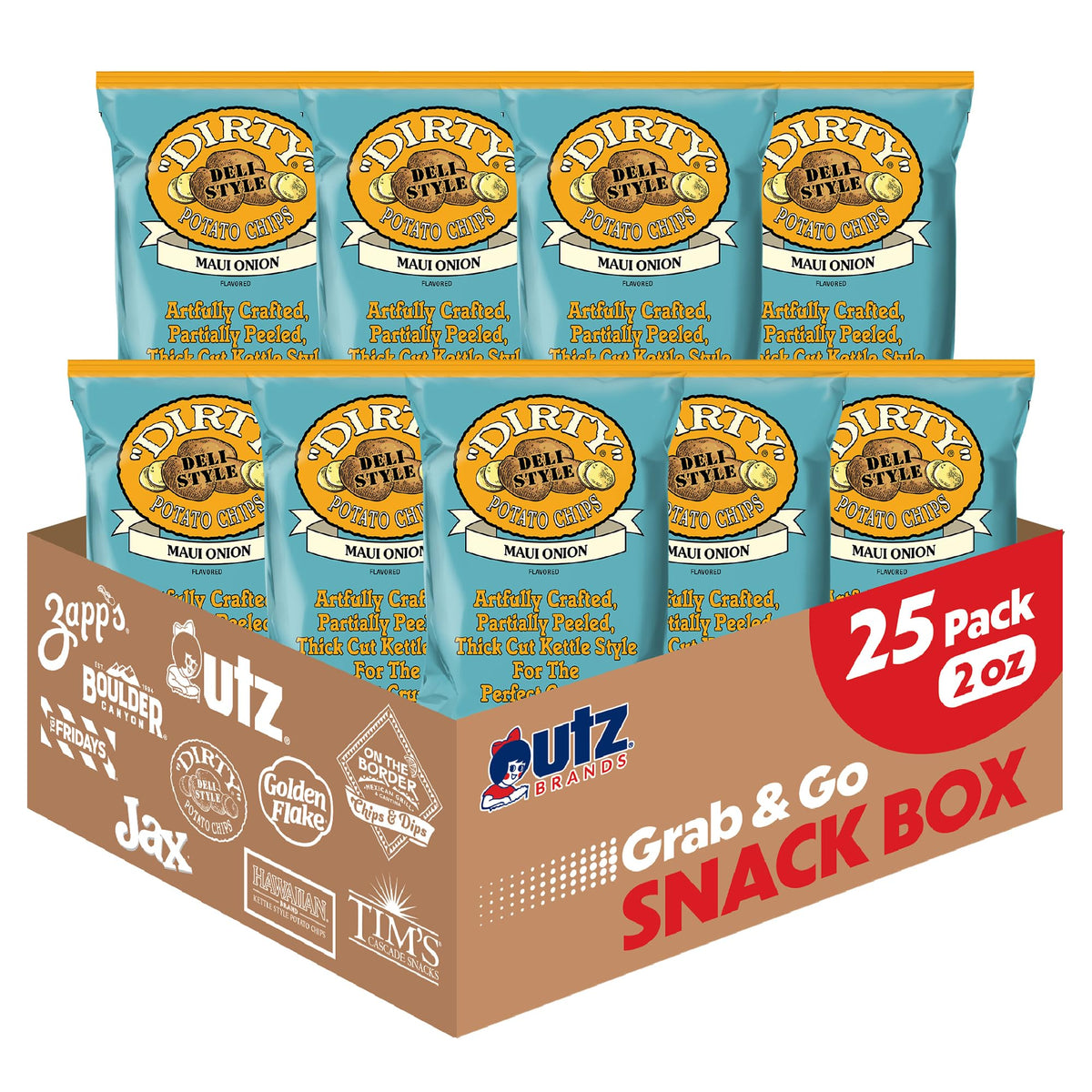 Dirty Kettle Maui Onion Potato Chips – 2 oz Bags x25 | Gluten Free, Skins On