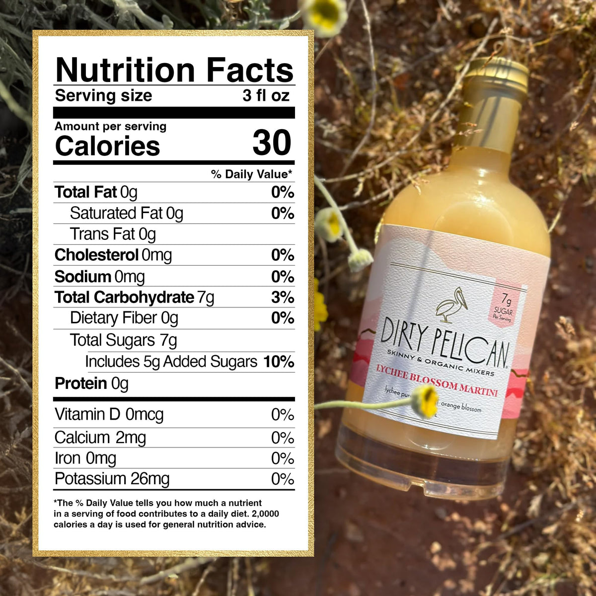 Dirty Pelican Lychee Blossom Martini Mixer – Organic, Skinny, Low-Calorie Cocktail Mixer 750ml