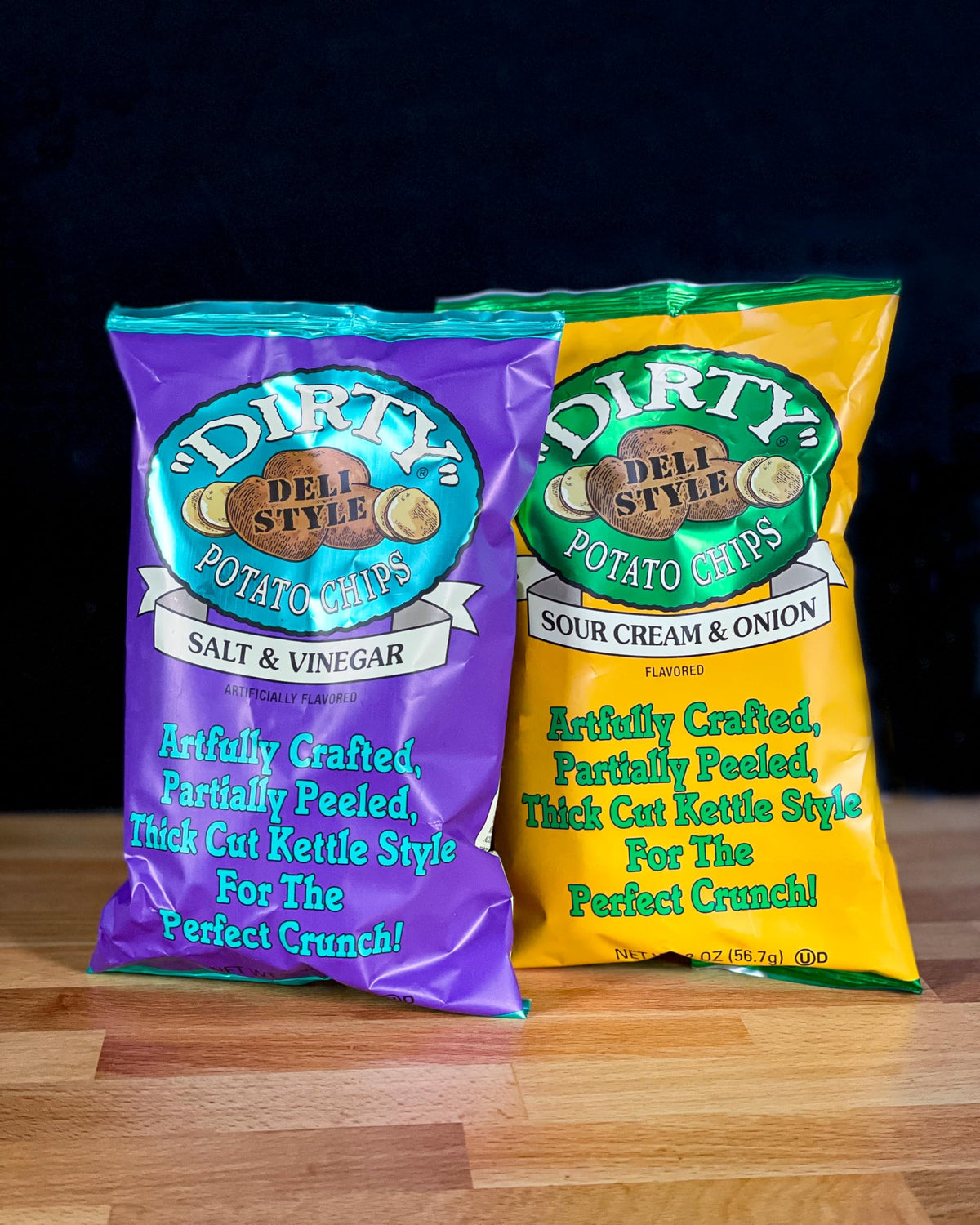 Dirty Potato Chips Salt and Vinegar – 25 Pack, 2 oz Bags | Kettle Cooked Snack