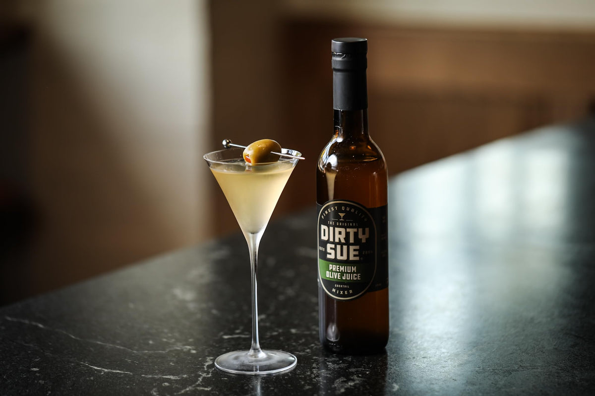 Dirty Sue Original Premium Olive Juice – 2 x 12.69 oz Glass Bottles | Double-Filtered Brine for Cocktails
