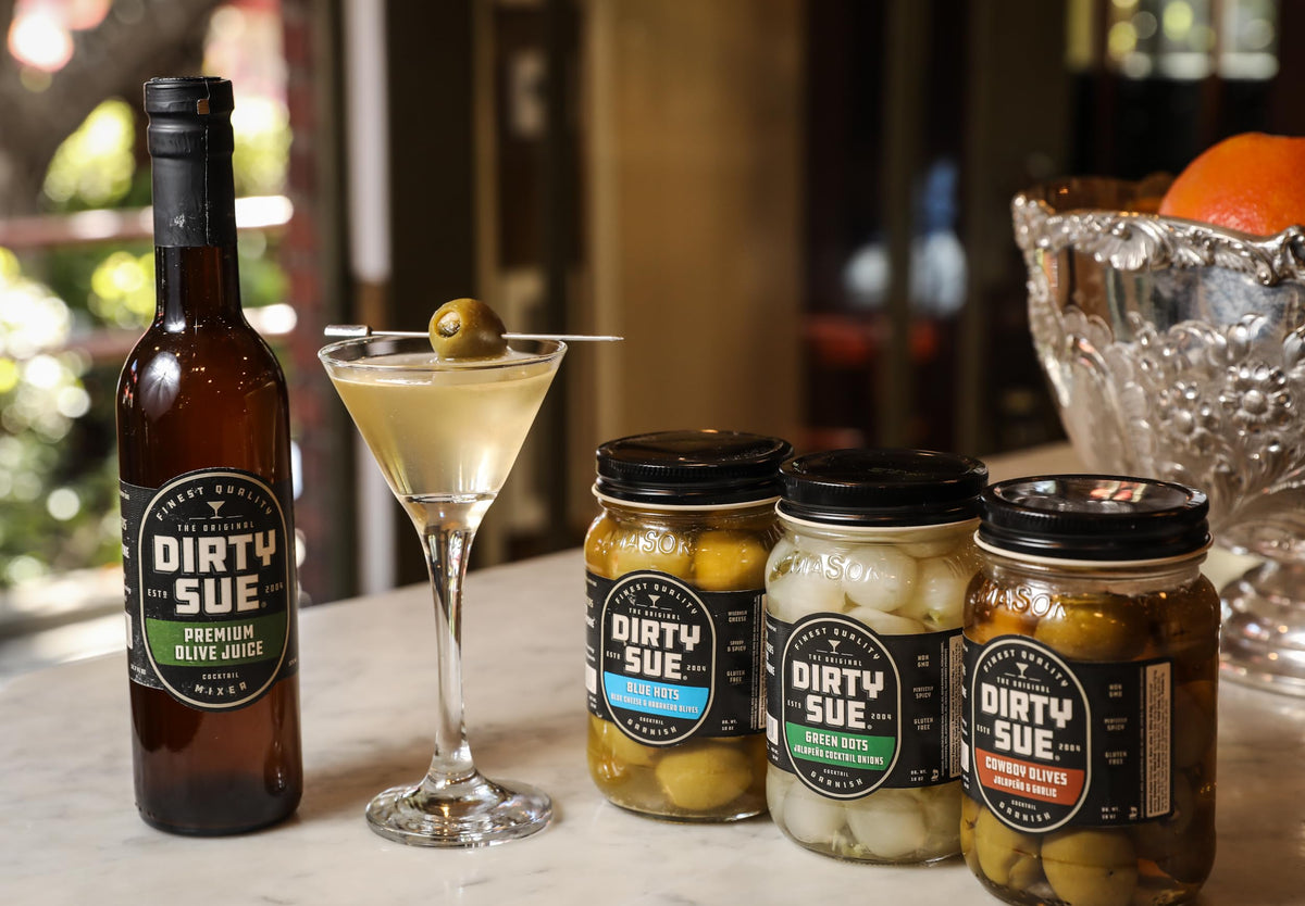 Dirty Sue Original Premium Olive Juice – 2 x 12.69 oz Glass Bottles | Double-Filtered Brine for Cocktails