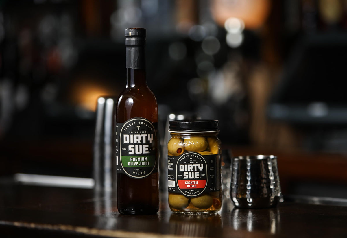 Dirty Sue Original Premium Olive Juice – 2 x 12.69 oz Glass Bottles | Double-Filtered Brine for Cocktails