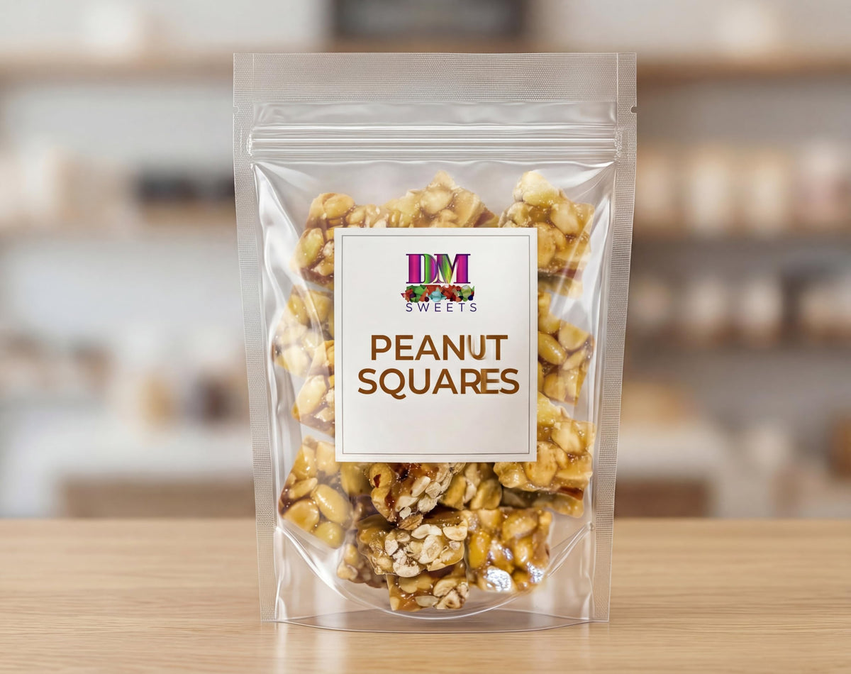 DM Sweets Old-Fashioned Peanut Squares – 2 lb Resealable Bag | Crunchy Roasted Peanut Brittle Candy
