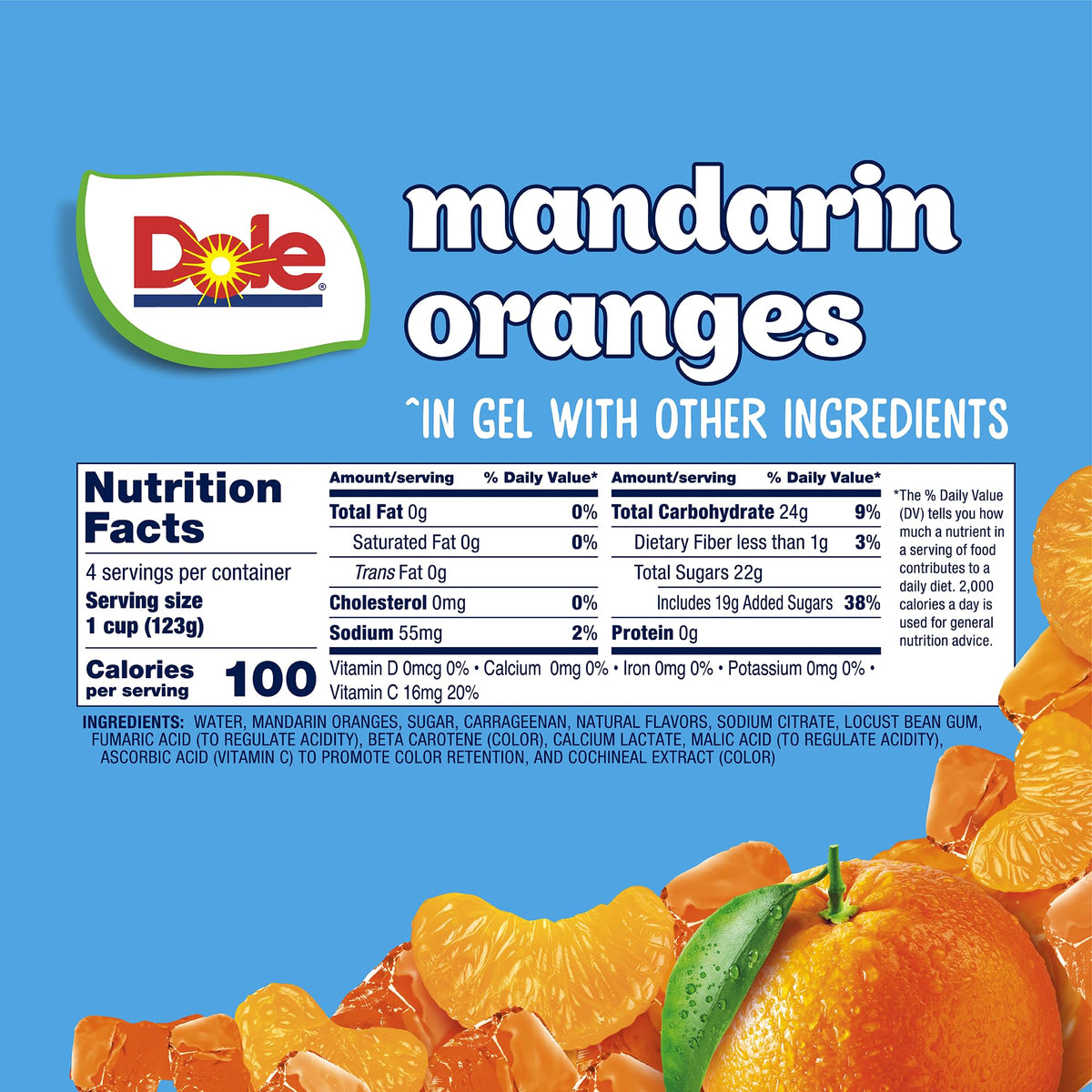 DOLE Mandarins in Orange Gel – 4.3oz Cups, 36 Count | Gluten & Dairy Free