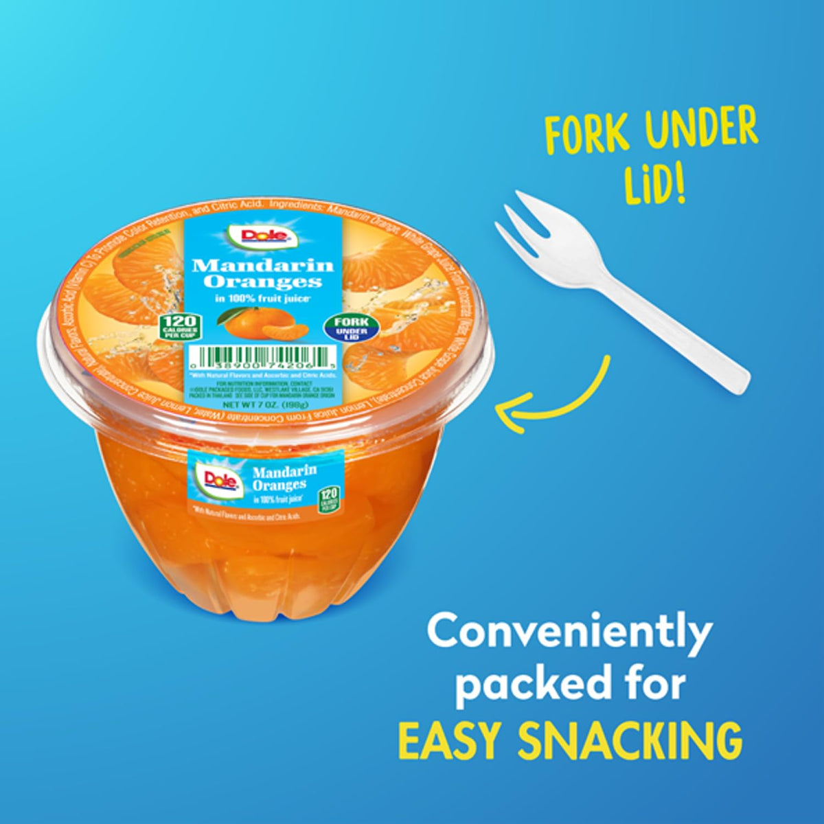 Dole Mandarin Oranges in 100% Juice — 7 oz Fruit Cups (12/Carton) | Dole