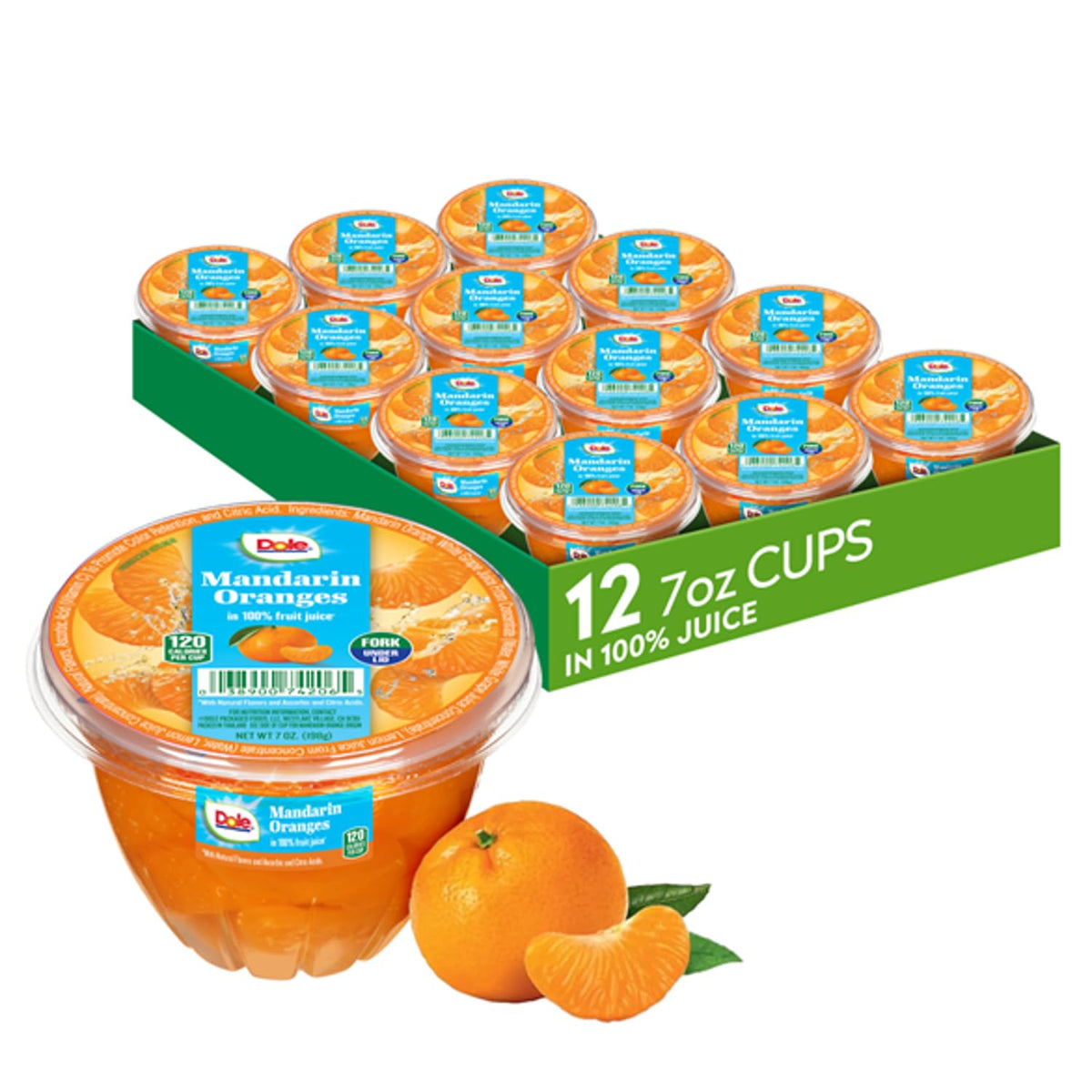 Dole Mandarin Oranges in 100% Juice — 7 oz Fruit Cups (12/Carton) | Dole