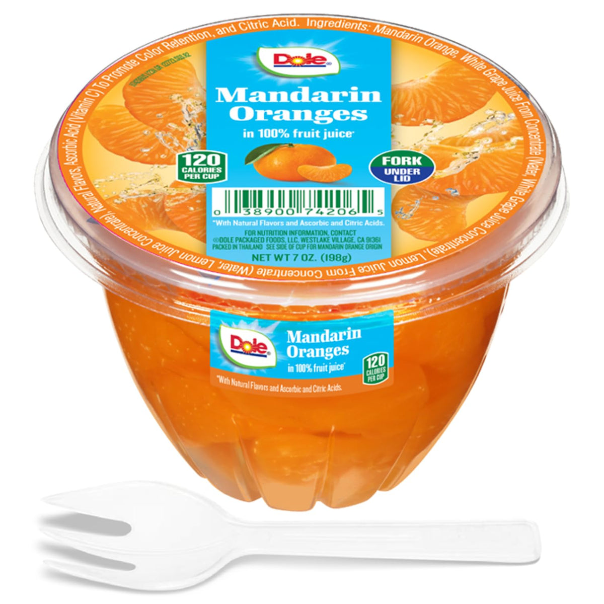 Dole Mandarin Oranges in 100% Juice — 7 oz Fruit Cups (12/Carton) | Dole