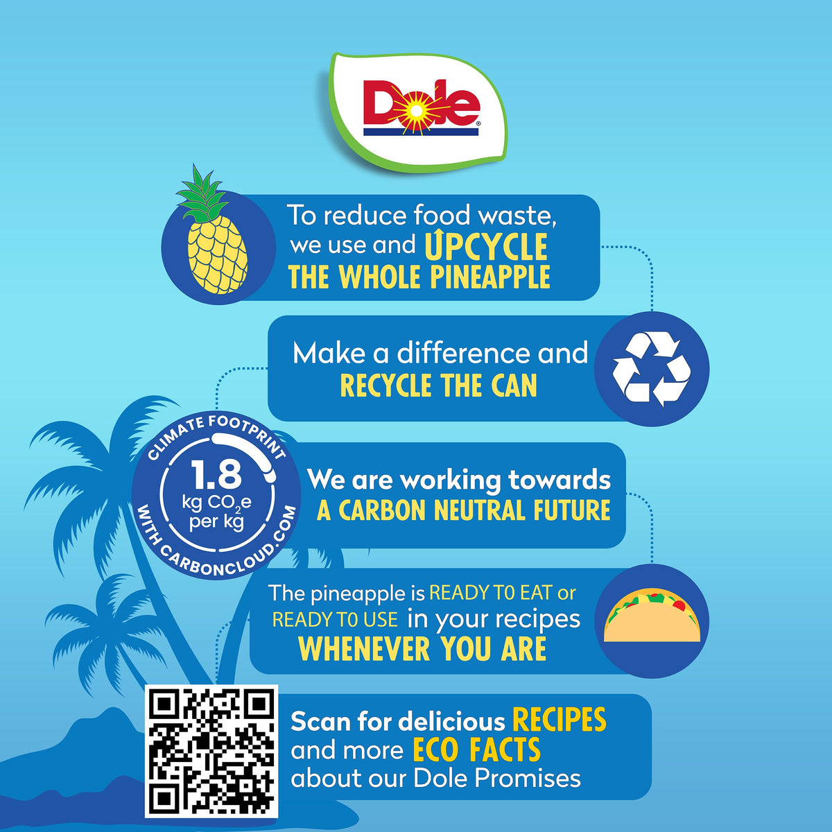 Dole Pineapple Chunks in 100% Pineapple Juice – No Sugar Added, 20 oz Cans, 12-Pack
