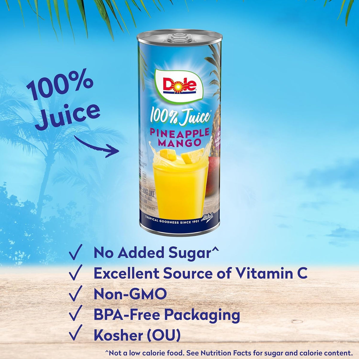 Dole Pineapple Mango Juice 100% Fruit Juice — No Added Sugar, Vitamin C, Pack of 24 (8.0 fl oz)