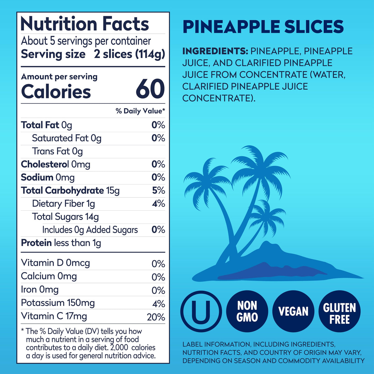 Dole Pineapple Slices in 100% Pineapple Juice, No Added Sugar — 20 oz Cans, 12 Pack