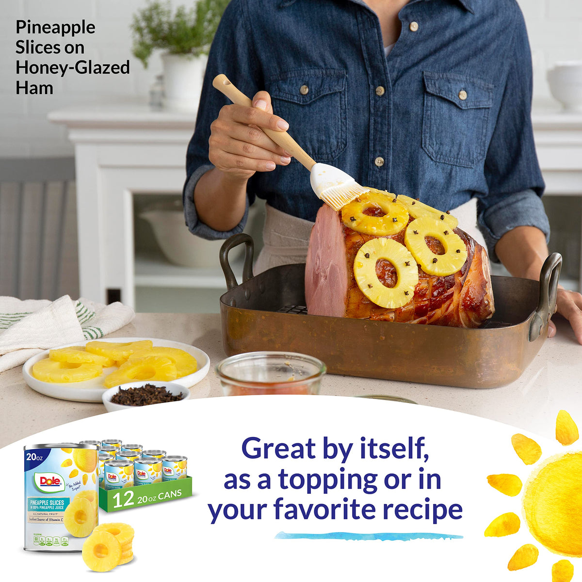 Dole Pineapple Slices in 100% Pineapple Juice, No Added Sugar — 20 oz Cans, 12 Pack