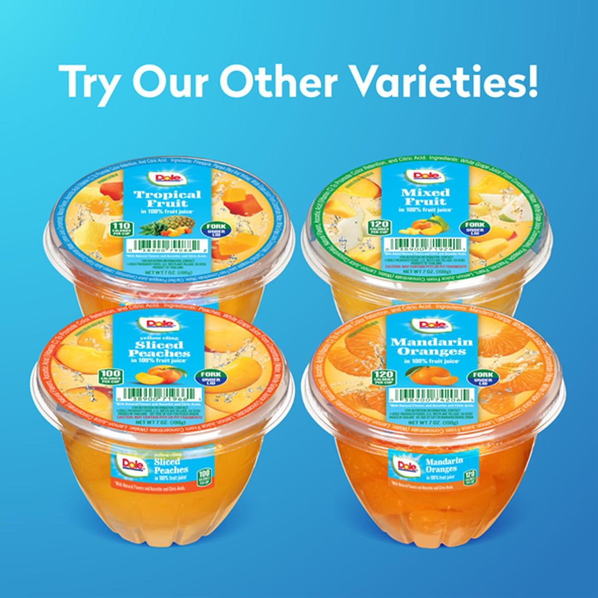 Dole Mandarin Oranges in 100% Juice — 7 oz Fruit Cups (12/Carton) | Dole