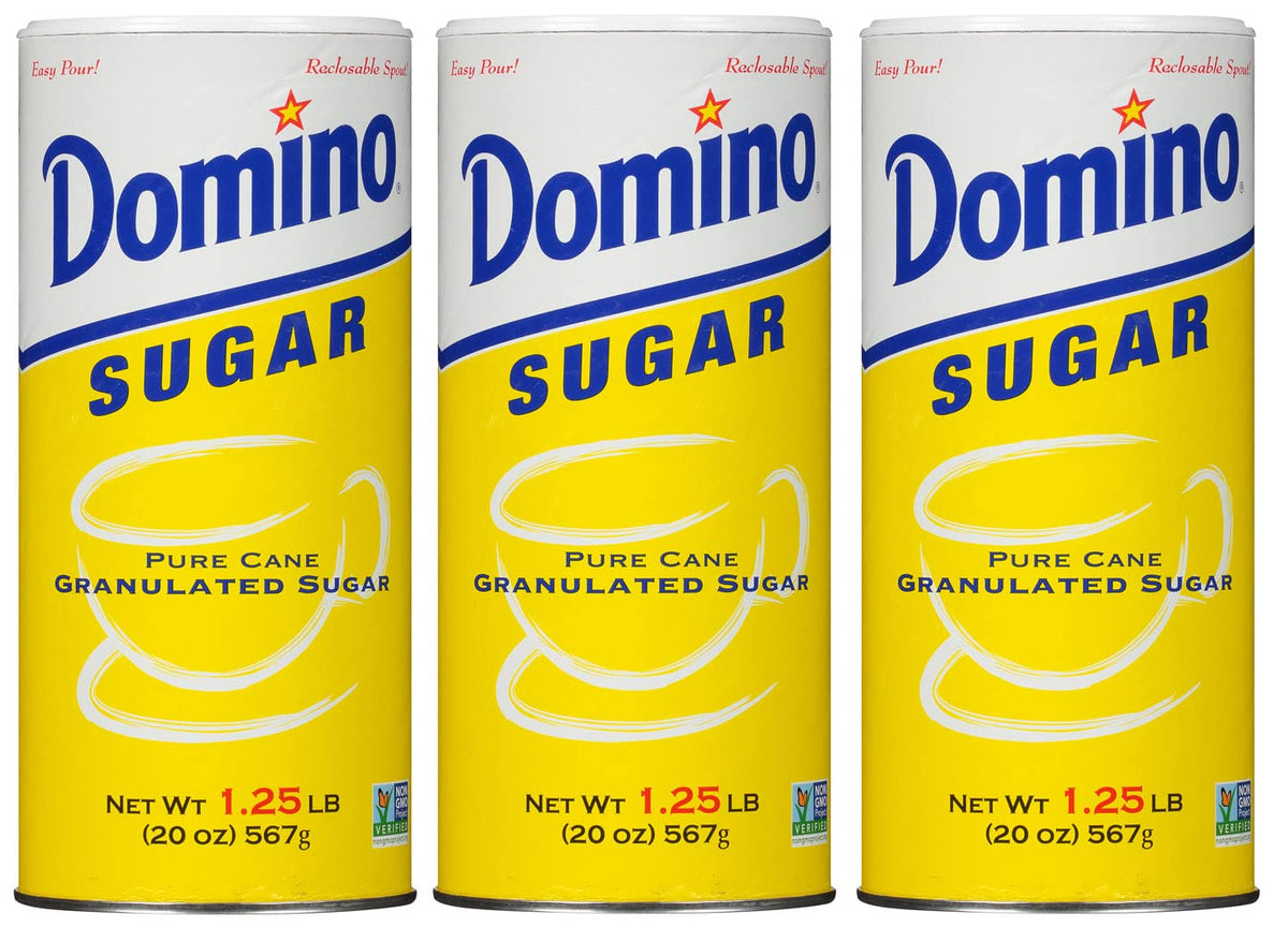 Domino Granulated Sugar 20 oz Canister Pack (3-Pack) – Pure Cane, Non-GMO