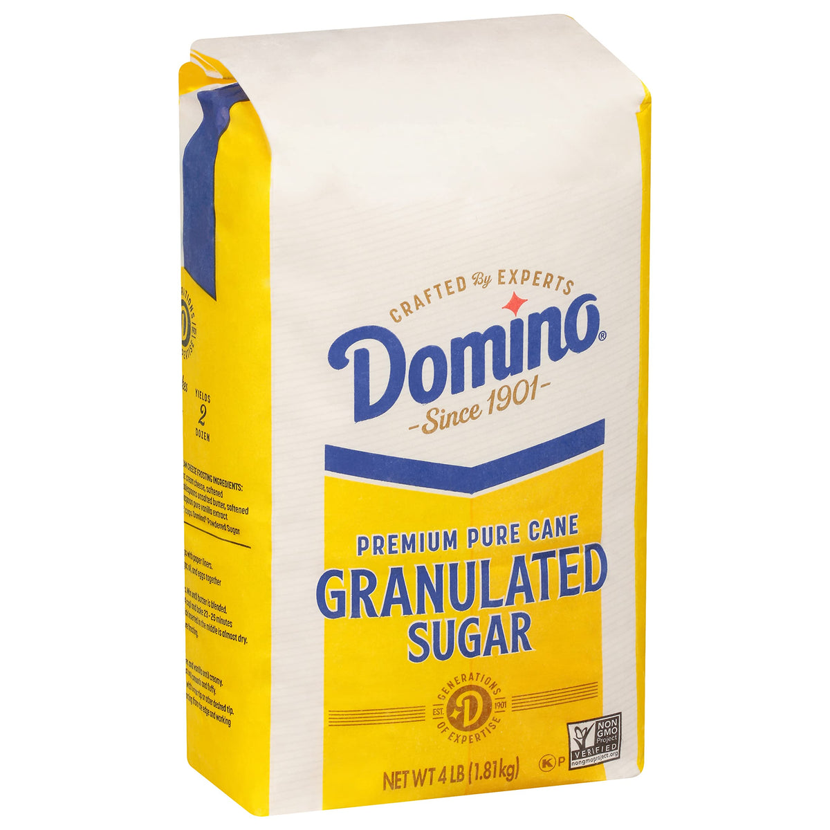 Domino Granulated Sugar, 4 lb Bags (Pack of 2) with Bonus Recipe Card | Pure Cane Sugar for Baking & Beverages