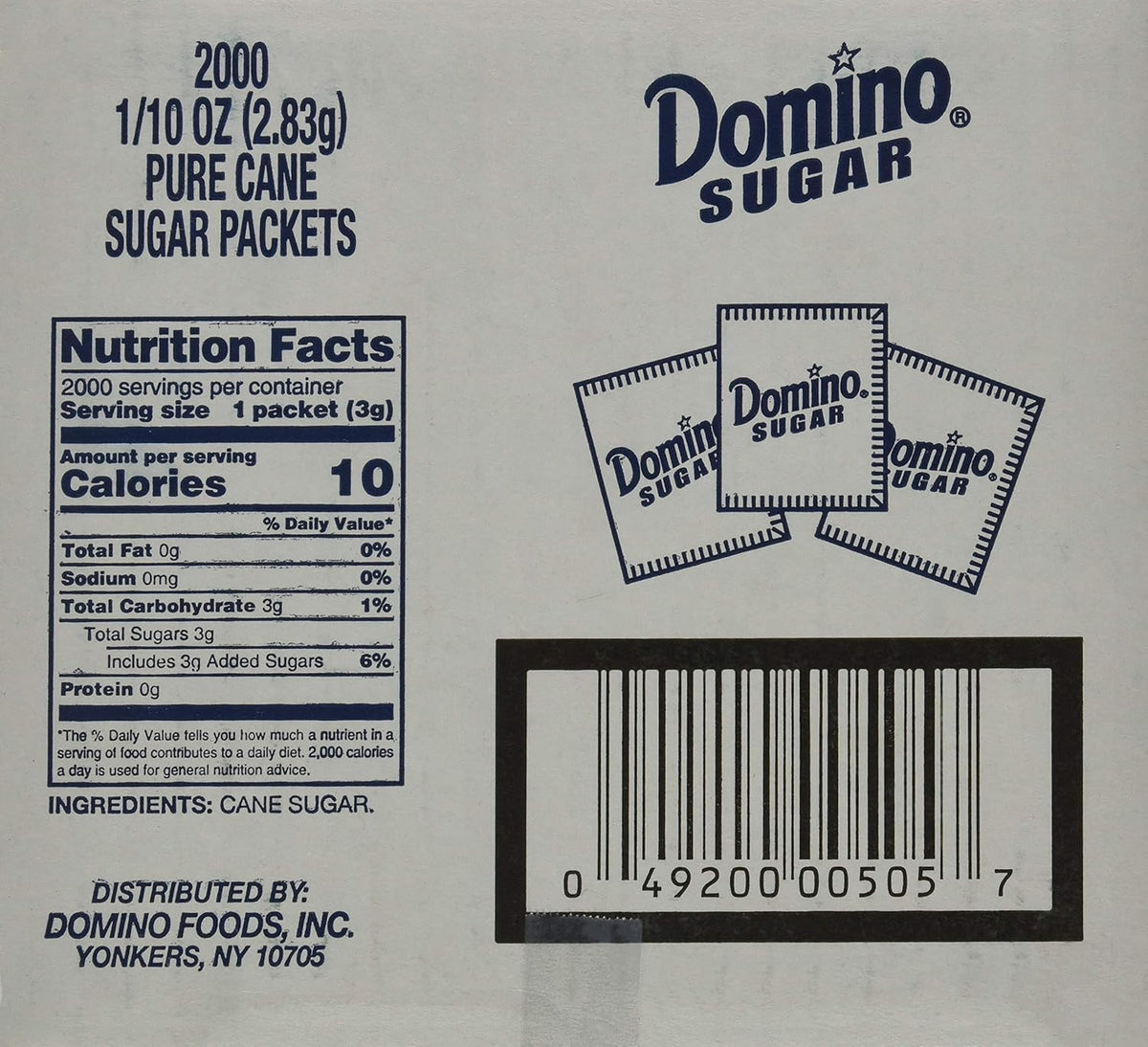 Domino Sugar Packets 0.1 oz (2000 ct) – Pure Cane, Gluten Free, Kosher