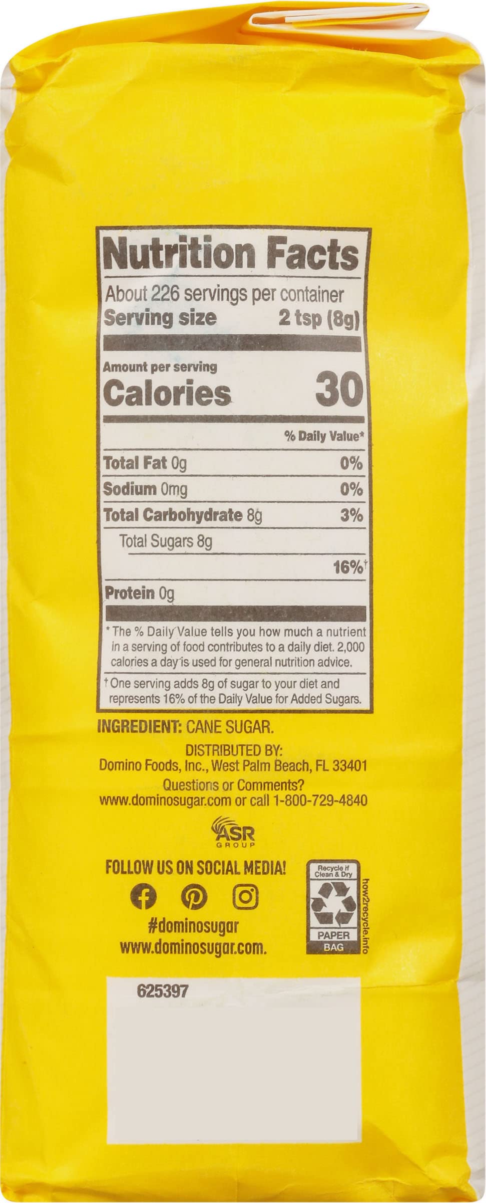 Domino Granulated Sugar, 4 lb Bags (Pack of 2) with Bonus Recipe Card | Pure Cane Sugar for Baking & Beverages