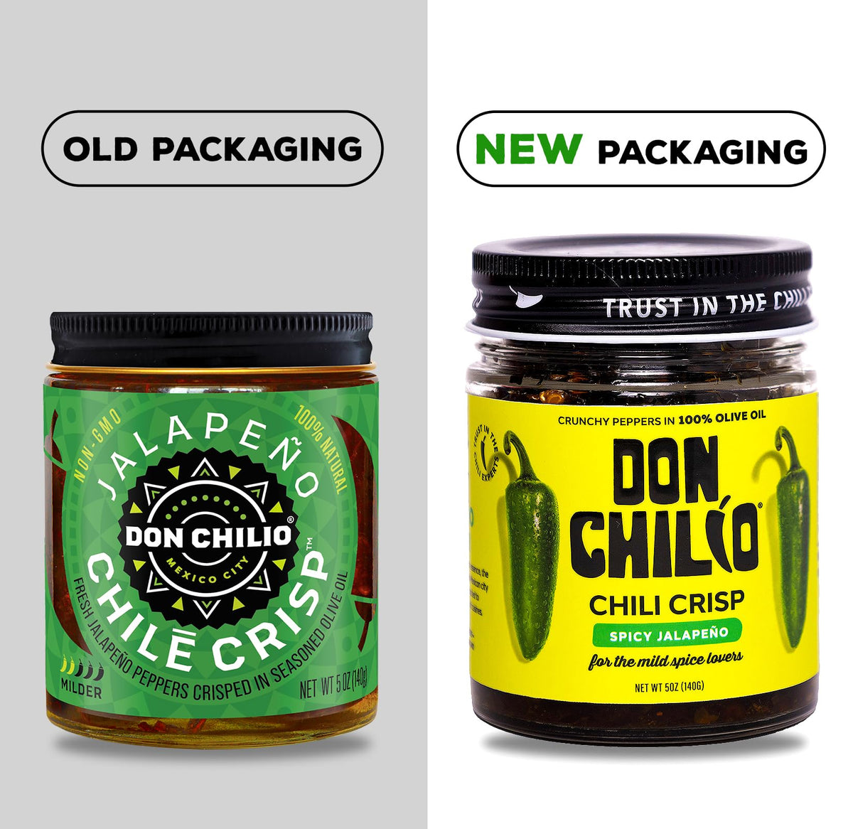 Don Chilio Mild Jalapeño Chile Crisp – 2 Pack (5 oz each) | Olive Oil-Based, Keto & Vegan
