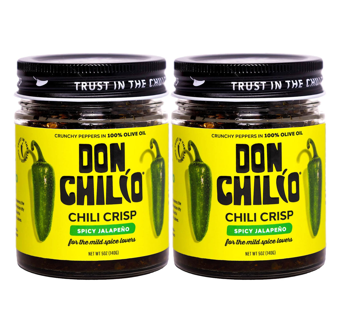 Don Chilio Mild Jalapeño Chile Crisp – 2 Pack (5 oz each) | Olive Oil-Based, Keto & Vegan