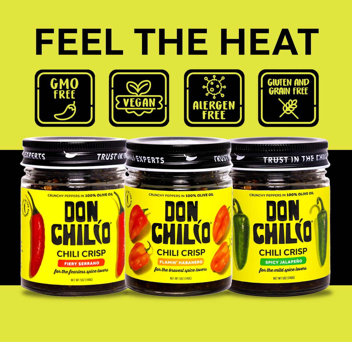 Don Chilio Mild Jalapeño Chile Crisp – 2 Pack (5 oz each) | Olive Oil-Based, Keto & Vegan