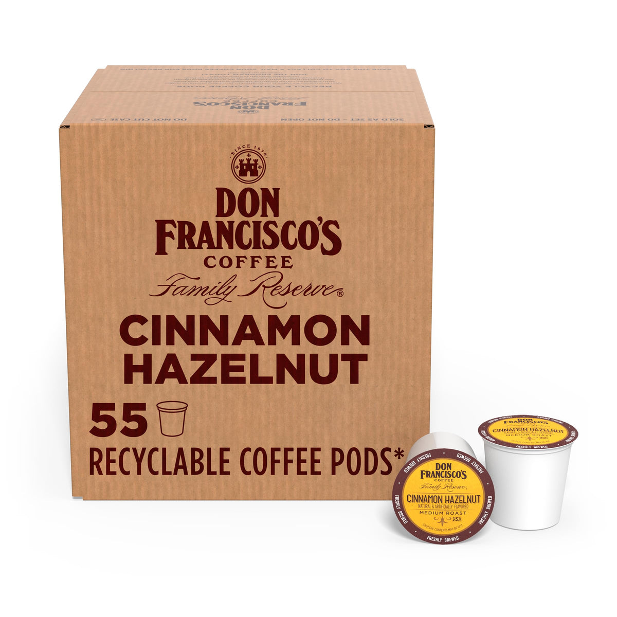 Don Francisco's Cinnamon Hazelnut Coffee Pods – 55 Count, Medium Roast, Keurig Compatible