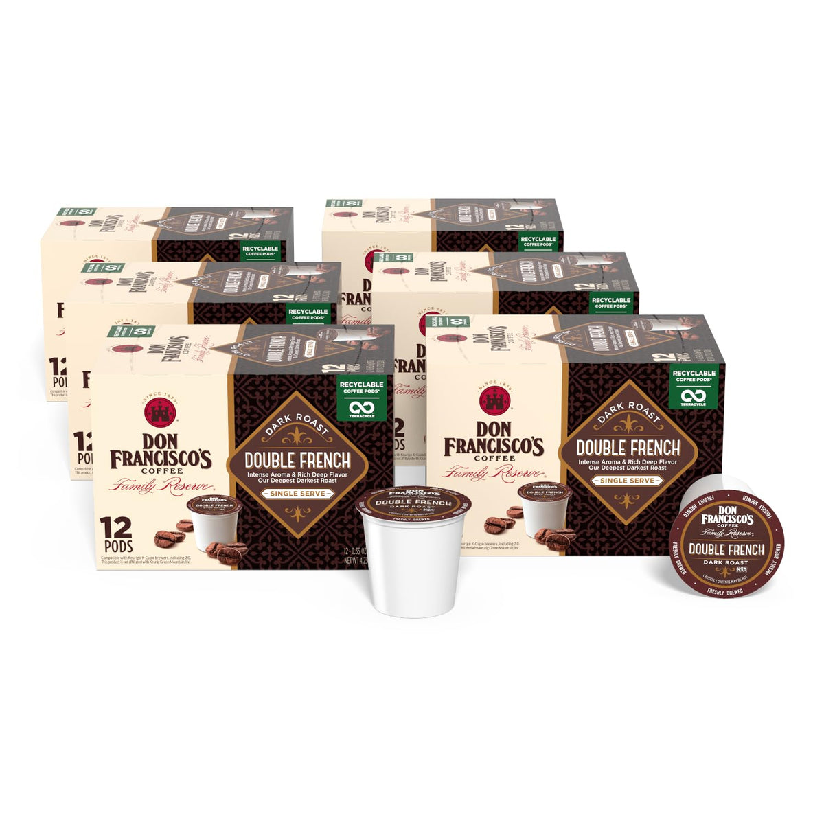 Don Francisco's Double French Roast Coffee Pods, 72 Count, Keurig Compatible
