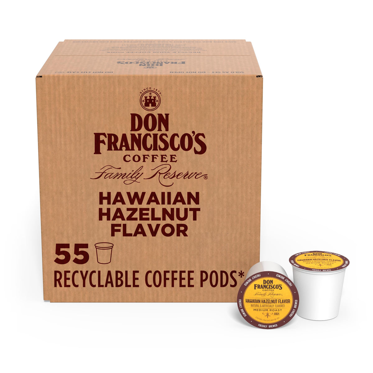 Don Francisco's Hawaiian Hazelnut Coffee Pods – 55 Count, Medium Roast, Keurig Compatible