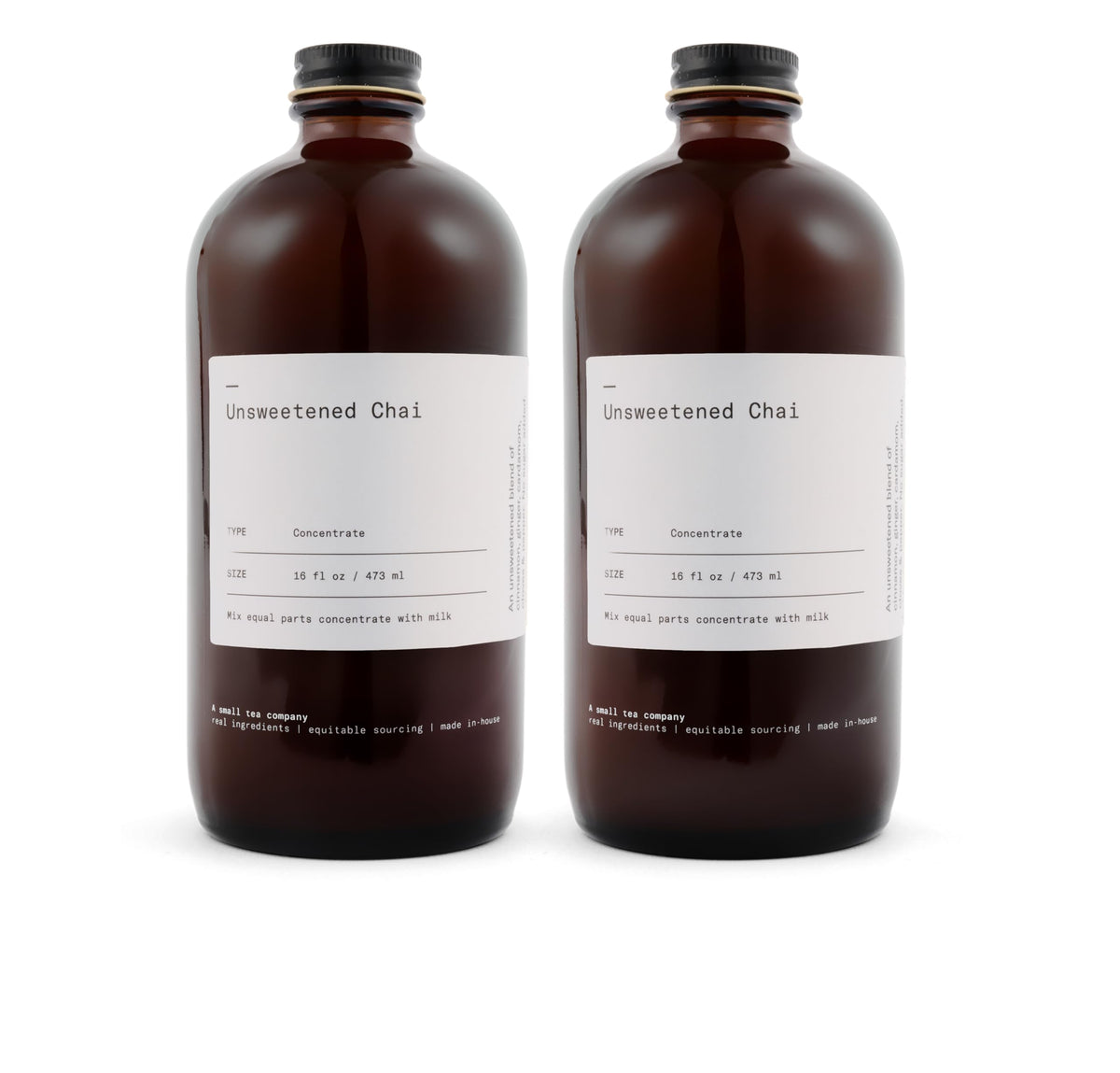 DONA Unsweetened Chai Concentrate (16oz Bottle Two Pack) – Pure, Cold-Pressed Chai Tea Concentrate