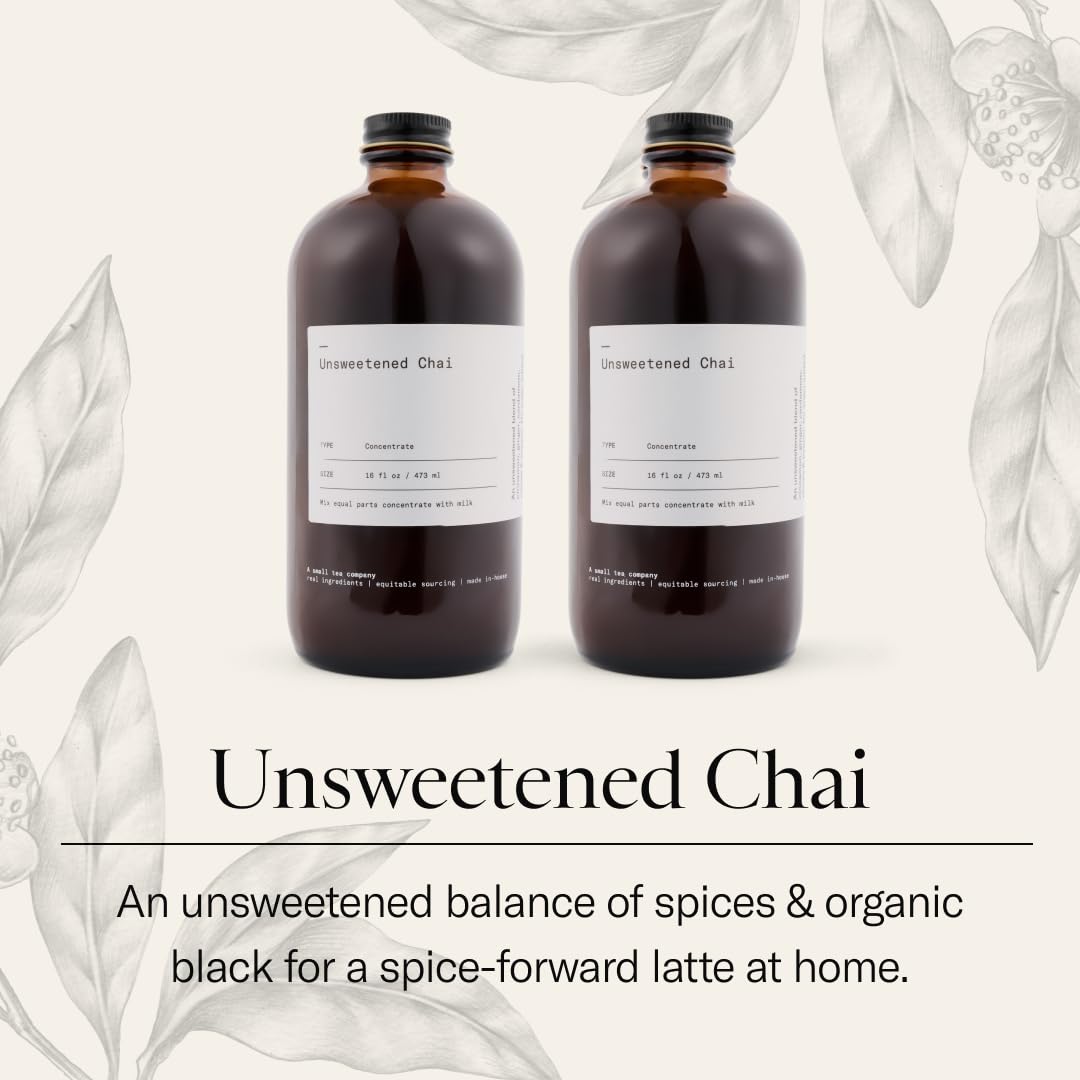 DONA Unsweetened Chai Concentrate (16oz Bottle Two Pack) – Pure, Cold-Pressed Chai Tea Concentrate
