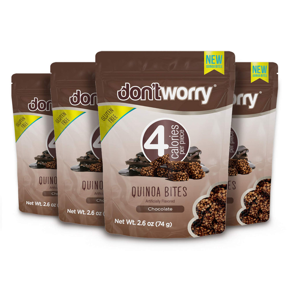Don't Worry Quinoa Organic Bites Chocolate – Sugar Free, Keto & Gluten Free | 4 Pack