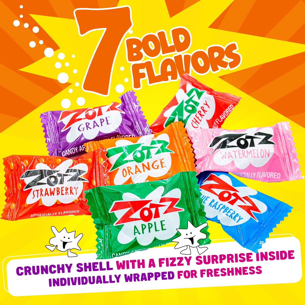 Donty-Tonty Fizzy Filled Hard Candy 4 lb Bulk – Assorted Fruit Flavors, Individually Wrapped