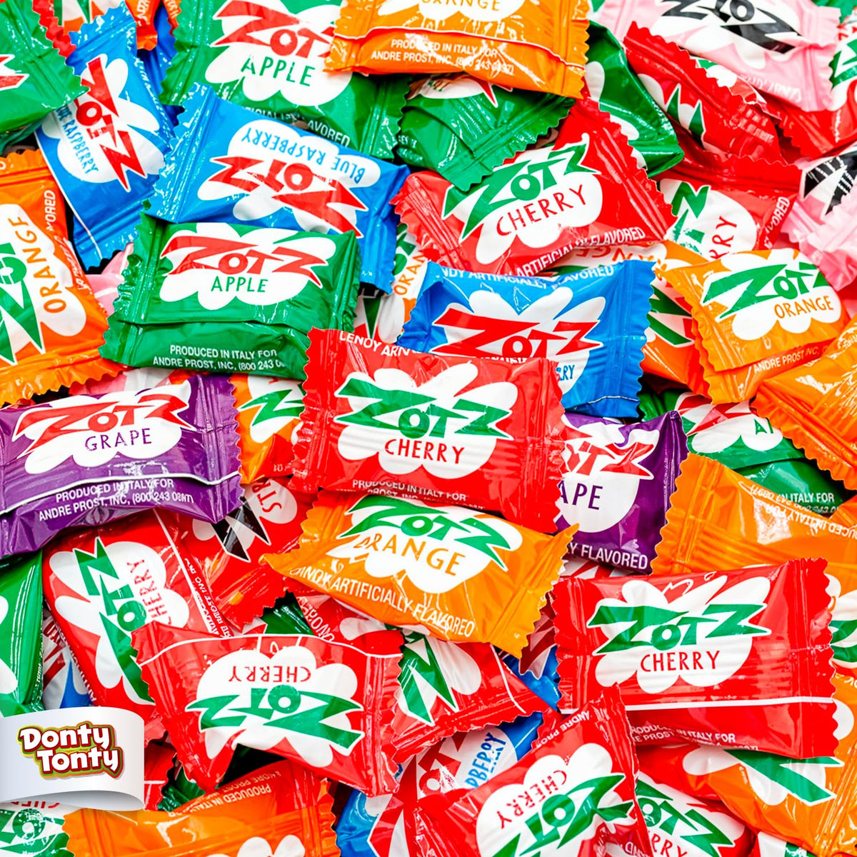 Donty-Tonty Fizzy Filled Hard Candy 4 lb Bulk – Assorted Fruit Flavors, Individually Wrapped