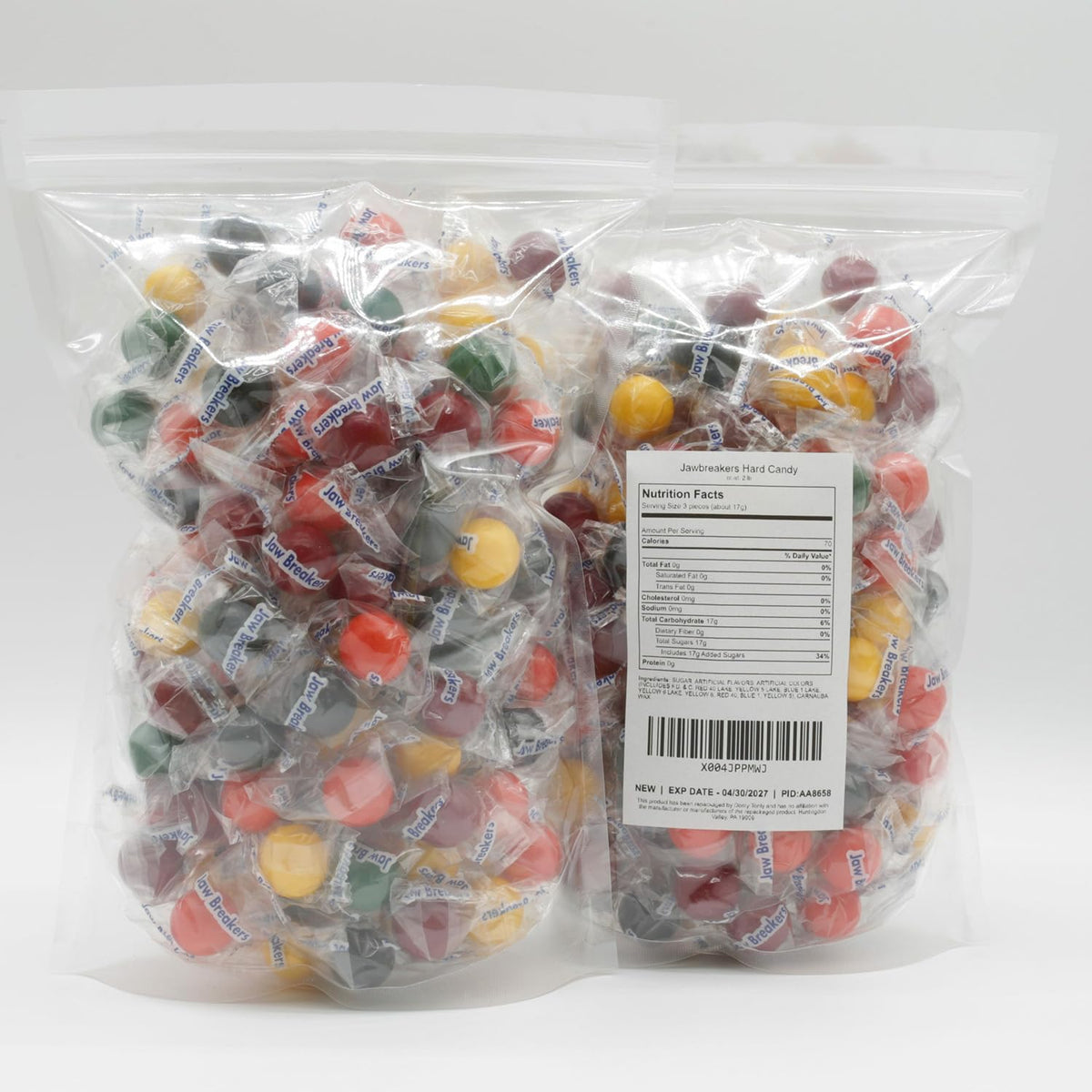 Donty-Tonty JAW BREAKERS – 4 lb Bulk Hard Candy with 5 Assorted Fruit Flavors, Individually Wrapped