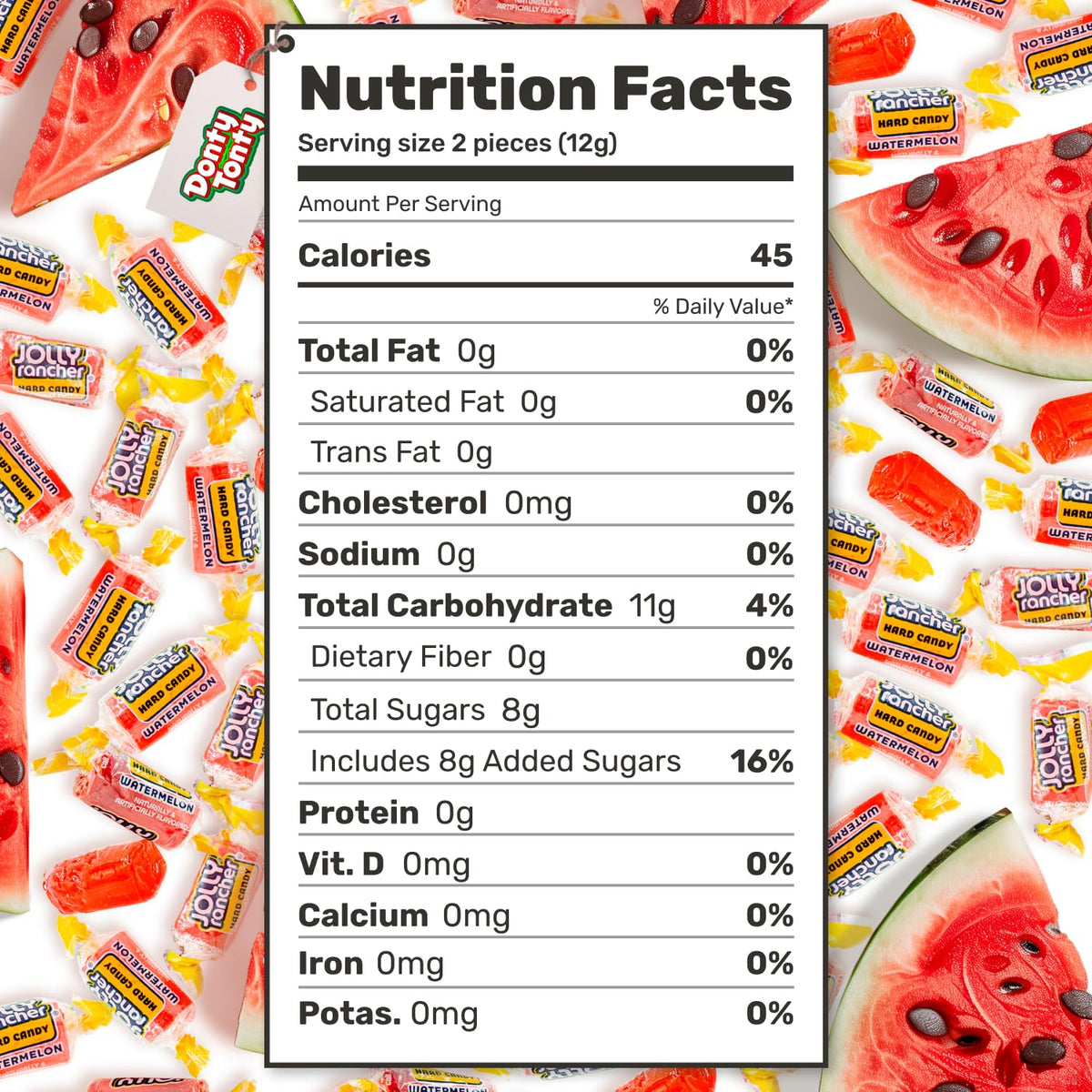 Donty-Tonty WATERMELON Hard Candy Original Flavor – 2 lb Bulk, 148 Wrapped Pieces