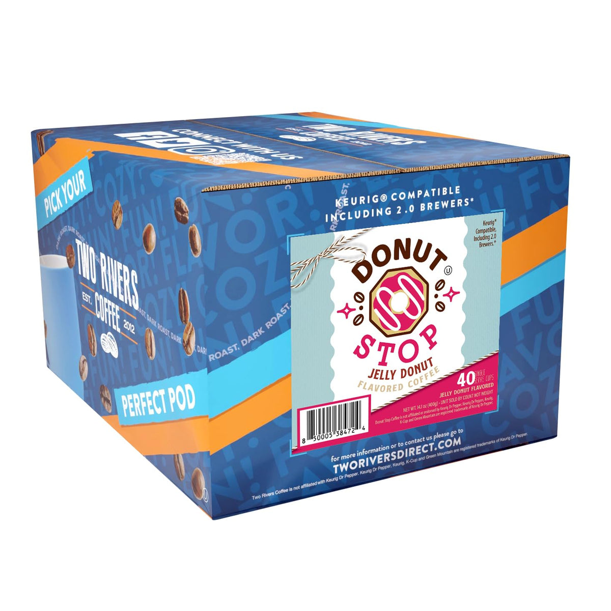 Donut Stop Jelly Donut Flavored Pods – Raspberry Filling, 40 Count, 2.0 K-Cup Compatible